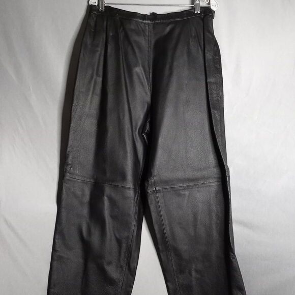 Vintage Jerry Lewis Women's Genuine Leather Black Straight Leg Pants Size 18